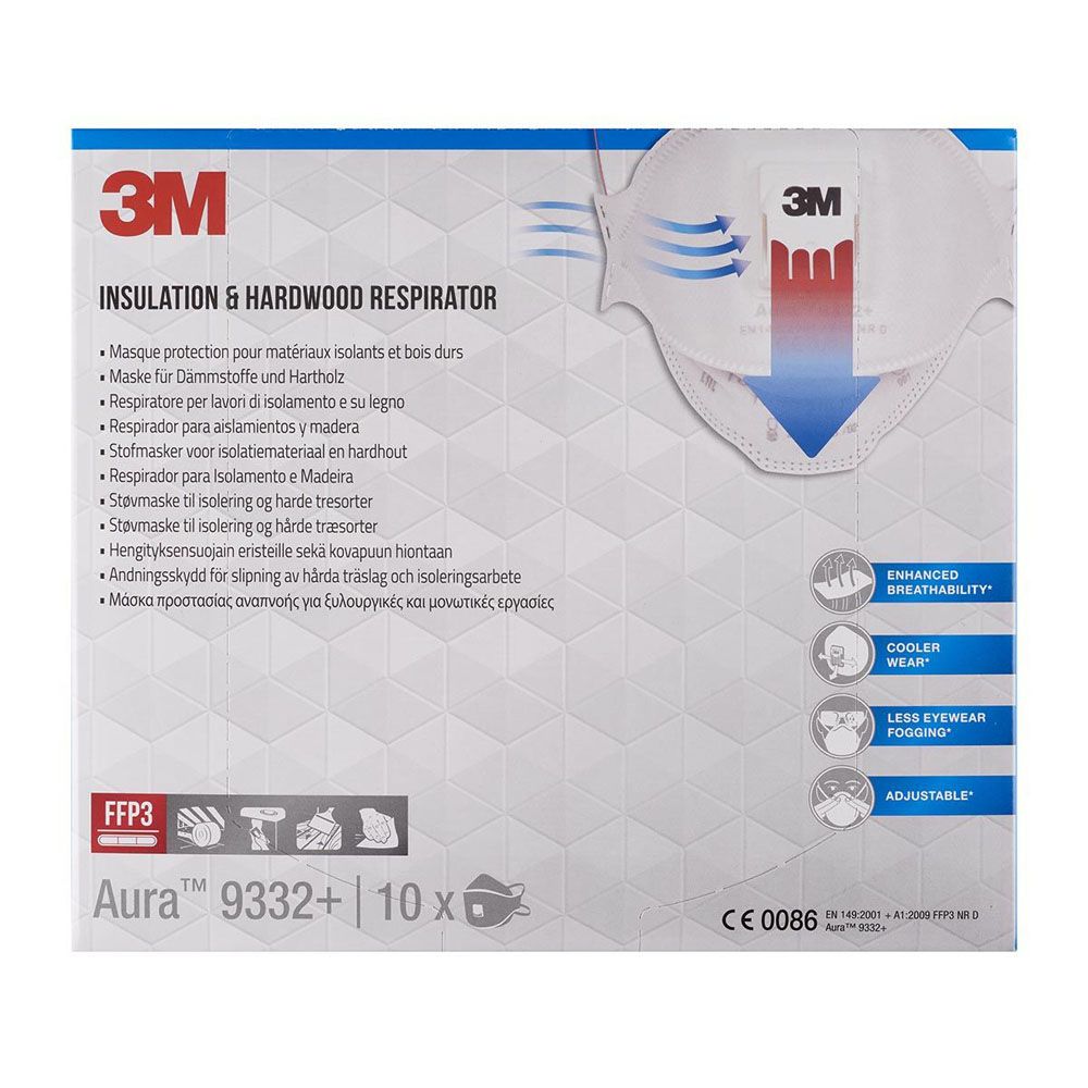 Rykgríma Aura™ 9332+ FFP3 Einnota M/Cool Flow Ventli 10pk. - Image 6